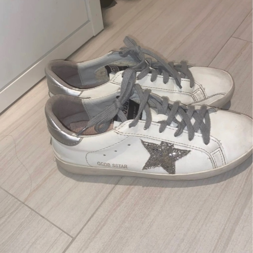 Golden goose sneakers with silver sparkly star